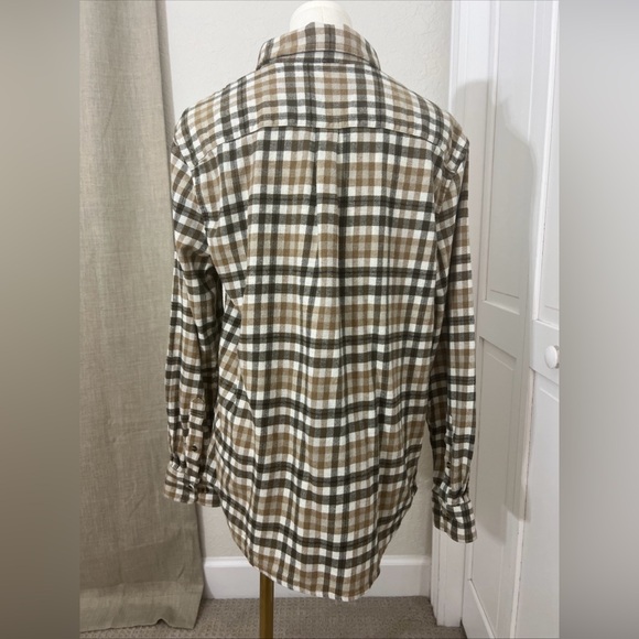 Men’s Eclectic Grandpa Lands End Flannel Size Medium Brown/white/green Plaid - Picture 5 of 5